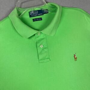 Vintage Polo Ralph Lauren Pima Soft Touch Polo Shirt Mens XL Green Short Sleeve